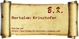 Bertalan Krisztofer névjegykártya